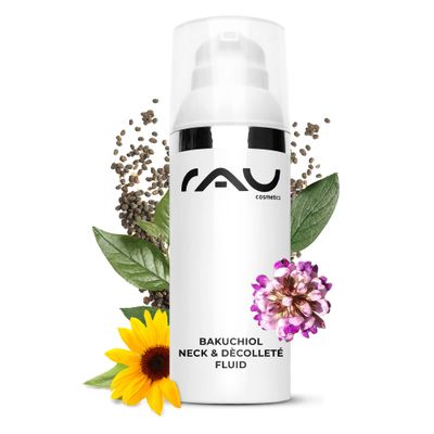 RAU Cosmetics Bakuchiol Neck D collet Fluid (1.7 FL oz) - Anti aging care for neck d collet - neck cream against wrinkles Firming anti-wrinkle care for the breast and neck