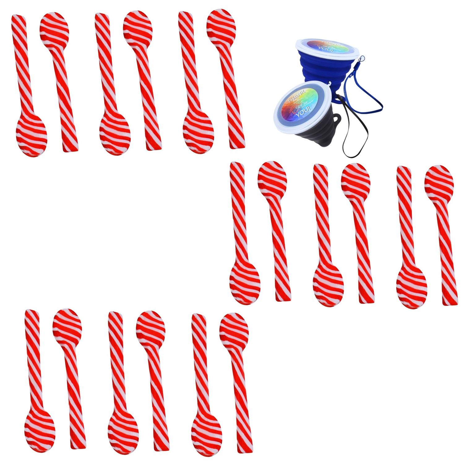 Ja&#39;Cor Peppermint Flavored Candy Cane Spoons 3 Boxes, 18 Individually Wrapped Hard Candy for Christmas Stocking Stuffers Gift Basket Fillers Ornaments Hot Cocoa Bundle with 1 Collapsible Cup