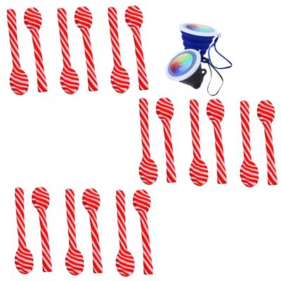 Ja&#39;Cor Peppermint Flavored Candy Cane Spoons 3 Boxes, 18 Individually Wrapped Hard Candy for Christmas Stocking Stuffers Gift Basket Fillers Ornaments Hot Cocoa Bundle with 1 Collapsible Cup