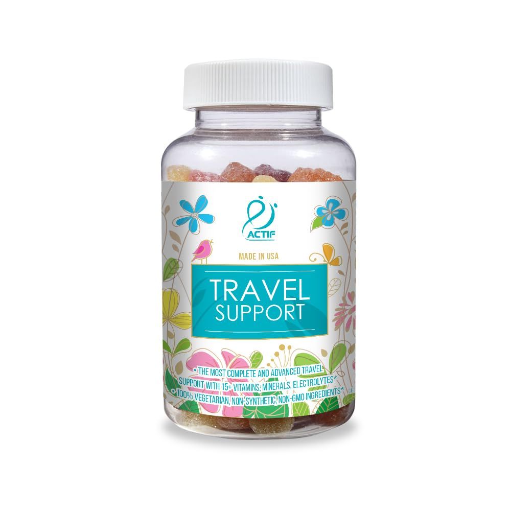 ACTIF Travel Mega Support with 15 Advanced Factors - Non-GMO, Fast-Acting, Made in USA, 90 Gummies