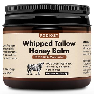 Fokiozy Beef Tallow for Skin, 100 Grass-Fed Whipped Beef Tallow Honey Balm for Face and Body, Tallow Face Moisturizer with Jojoba Oil, Shea Butter for Sensitive, Dry Skin - 2 oz