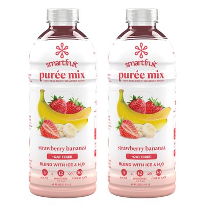 Smartfruit Strawberry Bananza Oat Fiber, 100 Real Fruit Pur e, Non-GMO, No Additives, Vegan - 48 Fl. Oz - 2 Pack