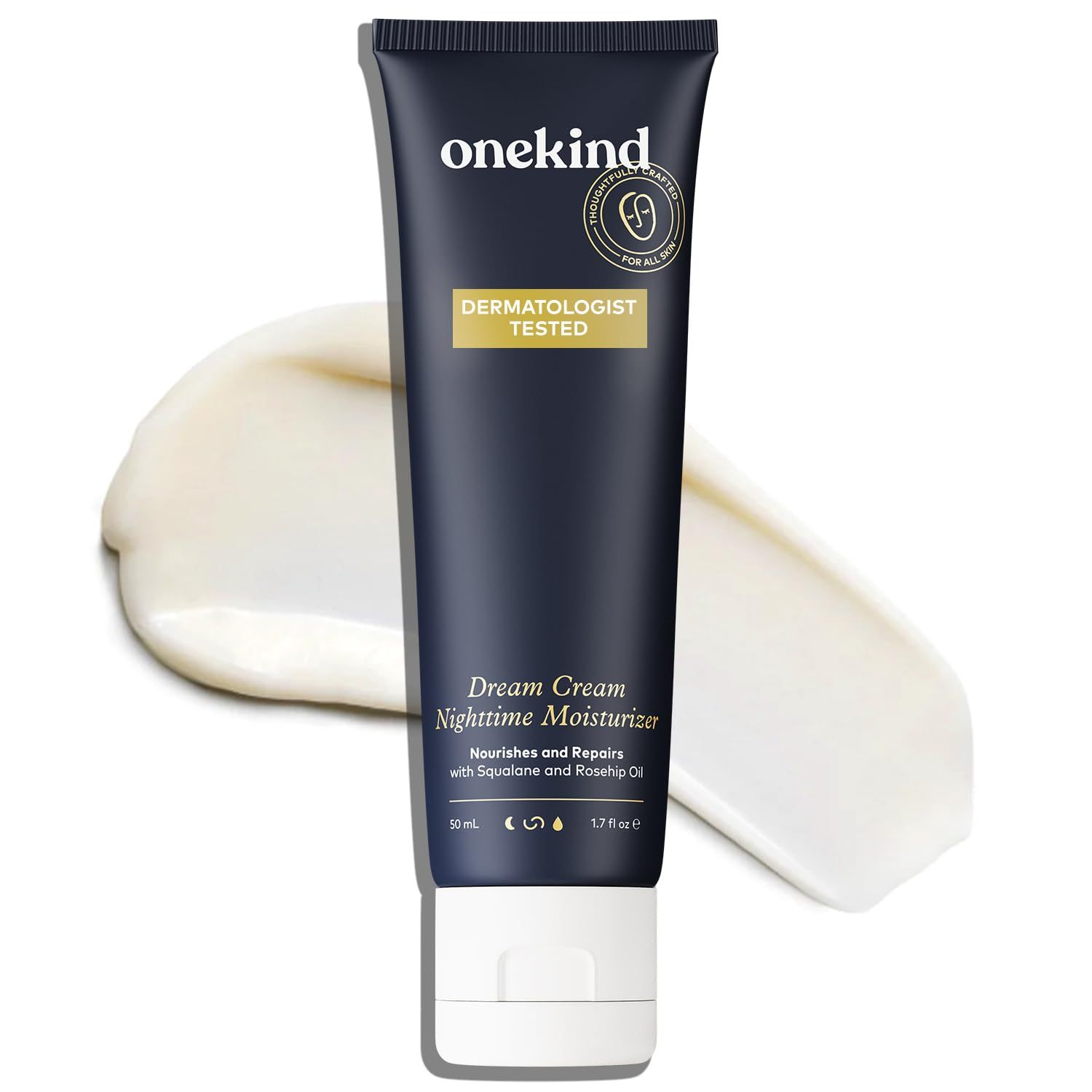 Onekind Dream Cream Nighttime Moisturizer Multi-Corrective Anti-Aging Moisturizer with Squalane for the Face, Smooths Skin, Reduces Fine Lines, Forehead Wrinkles, Reduces Redness For Men Women
