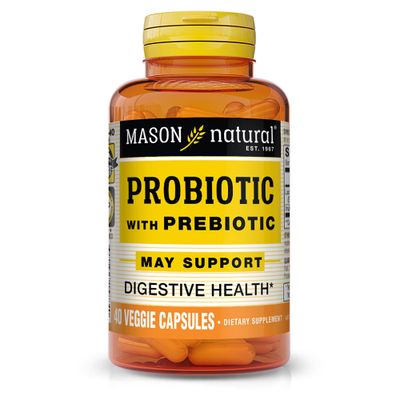 MASON NATURAL Probiotic with Prebiotic, 40 Day Supply for Normal Digestive Function Improved Gut Health, 40 Veggie Capsules