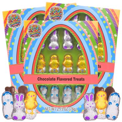 Chocolatey Bunnies, Chicks, and Sheep, Individually Wrapped Easter Candy, Basket Stuffers, 2.75 Inches, 12 Pieces (3 Count)