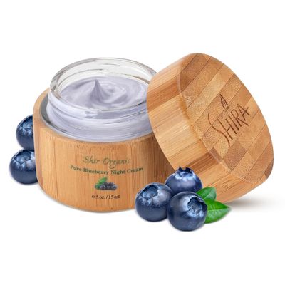 Shira Shir Organic Blueberry Night Cream for Nourished, Wrinkle-Free, Radiant Skin. Moisturizer Face Cream with Anti-Aging Formula keeps Skin Hydrated, Facial Skin Care Product (15ml)