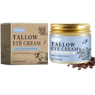 Coffee Beef Tallow Eye Cream for Dark Circles, Beef Tallow for Skin,Organic Grass Fed Beef Tallow Eye Cream, Rapid Wrinkle Repair, Daily Anti-Aging Under Eye Cream, Tired Eyes, Fragrance Free,