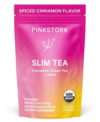 Pink Stork Organic Slim Tea - Dandelion Root, Green Tea, Ginger and Hibiscus for Detox, Bloating Relief, Metabolism Support, and Energy - Approximately 35 mg Caffeine - 15 Sachets