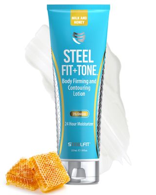 SteelFit Firming Body Lotion - Contouring Skin Tightening Cream for Body - Firm Tone Cellulite Remover for Legs Belly Saggy Skin - Nourishing Soothing with Shea Cocoa Butter - Milk Honey