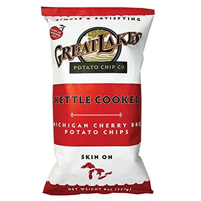 Great Lakes Potato Chips Michigan Cherry BBQ Kettle Cooked Potato Chips, 8 oz. Bags (4 Bags)