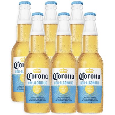 [Pack of 6] Corona Non Alcoholic 12oz Bottles Beer Your Favorite Mexican Lager NA Drink Beverage