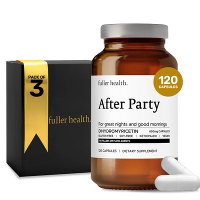Fuller Health After Party DHM Dihydromyricetin Supplement Supports Liver, Metabolism, Energy Levels, Post-Celebration Relief Feel Refreshed, 650mg Per Pill 3 Bottles, 72 Servings
