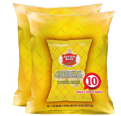 Better Made Special Original Flavor Potato Chips 2 Ten Packs (20) Lunch Snack Bags 1oz (Pack of 20) - Gluten Free - Family Owned in Detroit