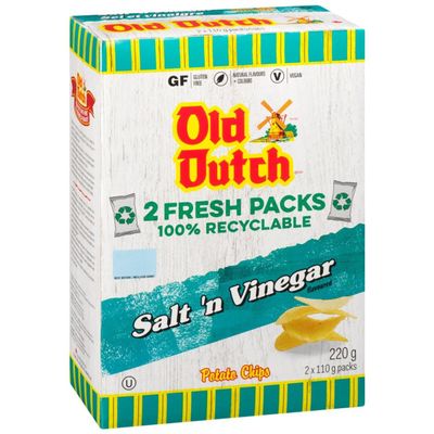 Old Dutch Salt Vinegar Potato Chips 220g7.8 oz