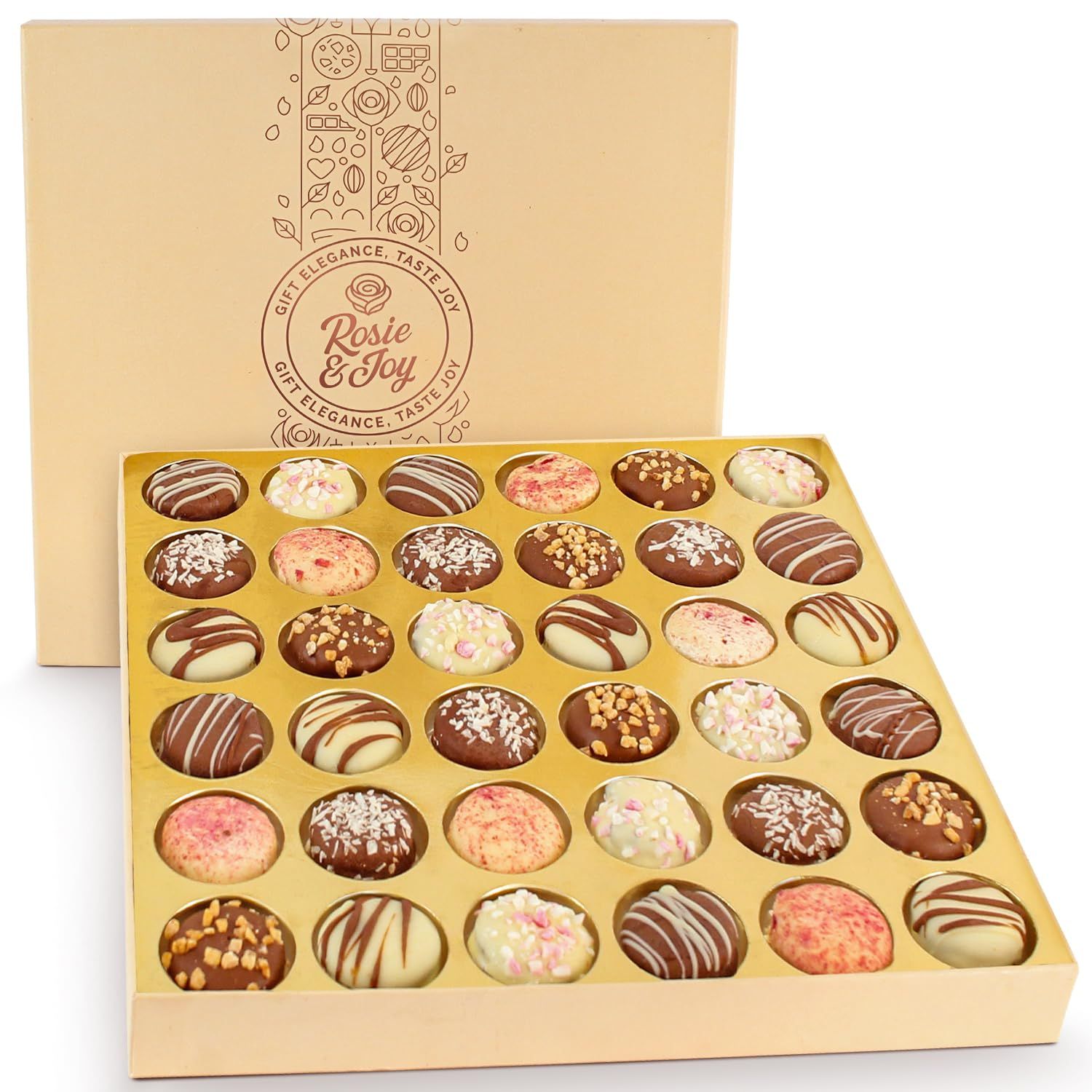 36 Mini Chocolate Cookies Gift Box Gourmet - Deluxe Cookies Gift Basket, Gift Box for Food Delivery - USA Made