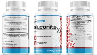 GLUCONITE 1 xp Natural Extra Strength Non Habit Forming, Supports Healthy Levels, Premium Blood Formula, Metabolism