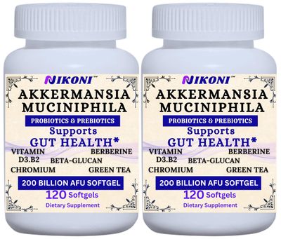 Nikoni Akkermansia Muciniphila GLP-1 Probiotic Supplement for Women Men, Gut Health (Pack of 2)