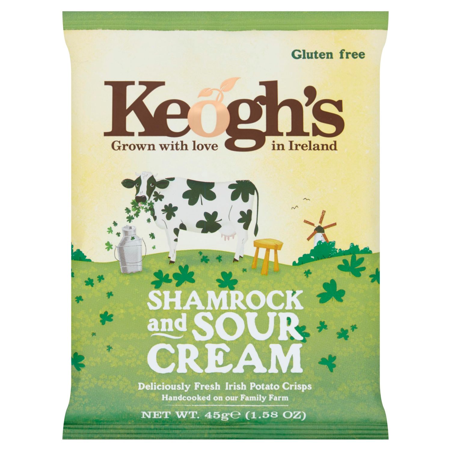 Keogh&#39;s Shamrock And Sour Cream Potato Crisps, 45G (1.58oz), Pack of 3