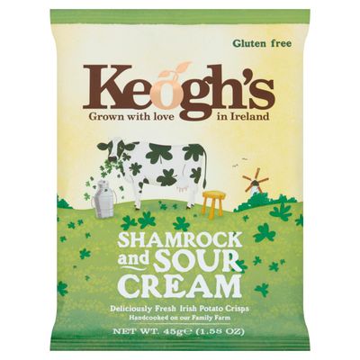 Keogh&#39;s Shamrock And Sour Cream Potato Crisps, 45G (1.58oz), Pack of 3