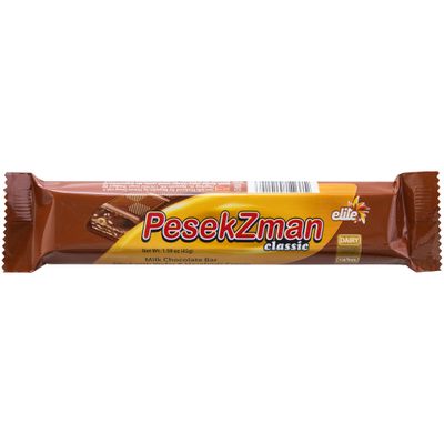 Elite Classic Pesek Zman Chocolate Bars, 15 Bars Crispy Wafer Hazelnut Cream, Milk Chocolate Coated, Product of Israel