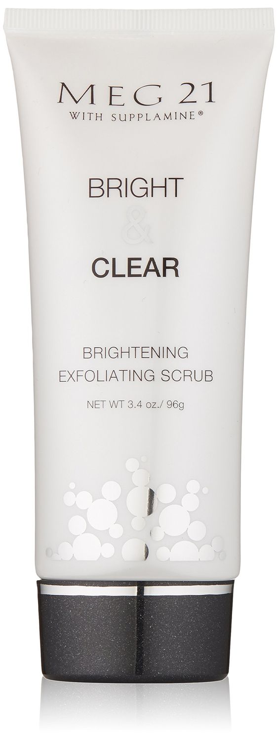 MEG 21 Bright Clear Exfoliating Scrub. Gentle exfoliator for face Pore tightening Polishes away dead skin Softens Smoothes Visibly Brightens Botanicals remove harmful effects of skin aging 3.4 oz