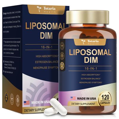 Totaria DIM Supplement 400mg Extra Strength Liposomal DIM, Estrogen Blocker Hormone Balance for Women and Men, DIM for Menopause, Acne, Hot Flashes, Metabolism Antioxidant Support (120 Capsules)