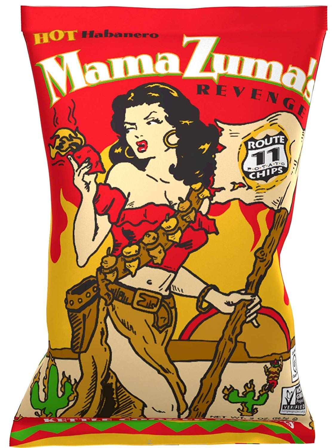 Route 11 Potato Chip : Mama Zuma&#39;s Revenge (15 bags (2 oz each)) hot habanero spicy chips