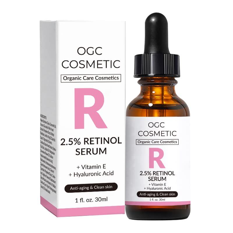 OGC Cosmetics - Retinol Serum with Hydrating Hyaluronic Acid for Wrinkles and Dark Spots; Renew and Reset Nighttime Facial Serum, Clean Dermatologist-Tested Skin care