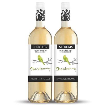 ST. REGIS Non-Alc Chardonnay 25.4 Fl Oz (2 Pack) - Low Calorie and Sugar - Golden Yellow Floral and Fruity Rich Flavor from North of Spain Vineyards