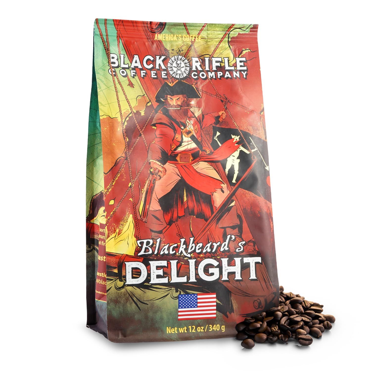 Black Rifle Coffee Company Blackbeard&#39;s Delight, Dark Roast Whole Coffee Beans, 12 OZ Bag