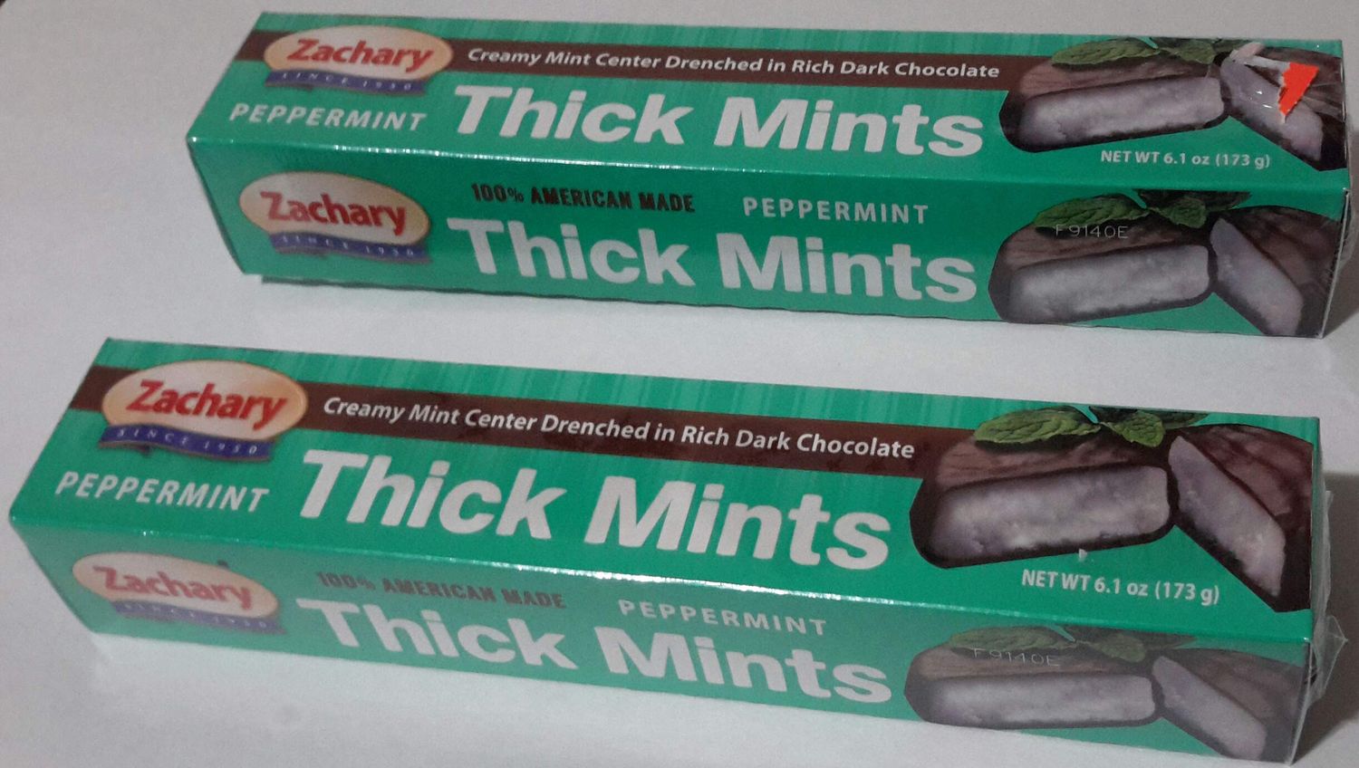 2 Pack ZACHARY Peppermint Thick Mints, Creamy Mint Center in Rich Dark Chocolate - 6.1 OZ