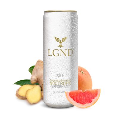 LGND Nootropic Performance Drink 12Oz. - Ginger Grapefruit, Turmeric, Focus, Carbonated, Natural Ingredients, Low Calorie, Low Caffeine Energy, Prebiotic, Made in USA 12-pack