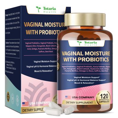 Vaginal Probiotics for Vaginal Moisturizer, pH, Odor, Flora, Hormones, Comfort, Mood Relaxation, 30-in-1 Vaginal Moisture Plus with Slippery Elm Bark, Hyaluronic Acid, Fenugreek for Women - 120 Caps