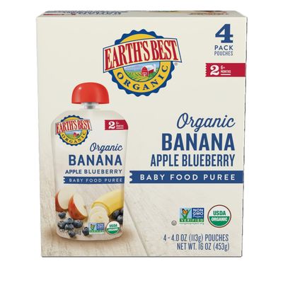 Earth&#39;s Best Organic Banana Apple Blueberry Pouch, 4 oz (Pack of 4)