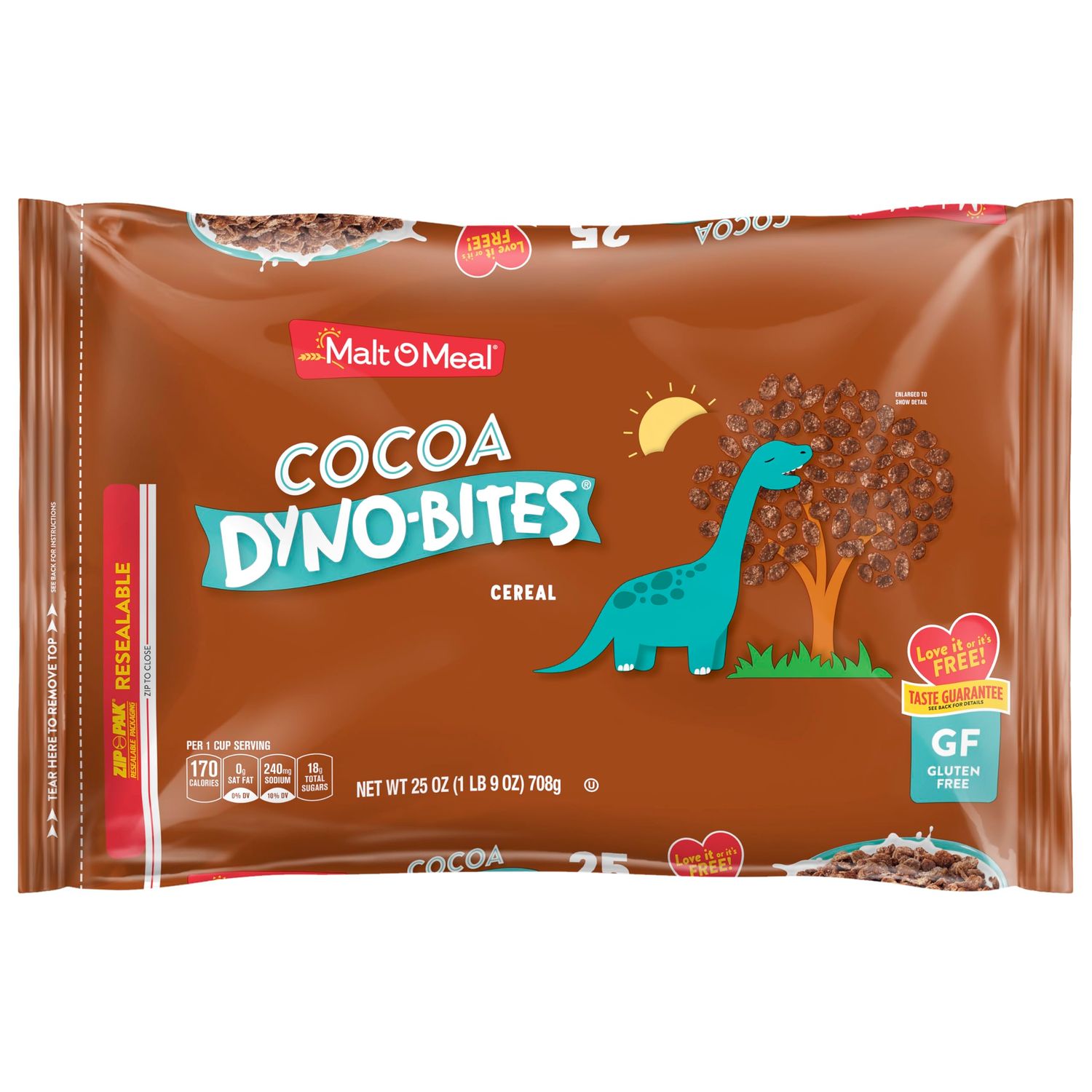 Malt-O-Meal Cocoa Dyno Bites Gluten Free Kids Breakfast Cereal, Family Size Bulk Bagged Cereal, 25 Ounce - 1 count