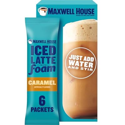 Maxwell House Iced Caramel Latte with Foam All in One Drink Mix, 5.82 oz, 6 Packets
