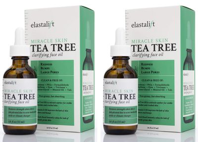 Elastalift Tea Tree Oil Facial Spot Treatment WWitch Hazel Clarifying Tea Tree Oil For Face Helps Target Redness, Acne, Bumps, Dry Itchy Skin, Large Pores Non-Irritating, 1.8 Fl Oz (2-Pack)