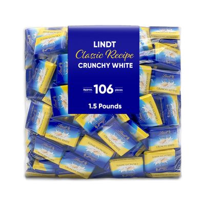 White Chocolate with Crunchy Almond Brittle - 1.5LB (Approx. 106 Pieces) - Individually Wrapped Creamy Crispy Treats for Snacking, Sharing Gifting