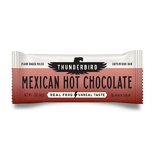 Thunderbird Bars Energy Snack, Gluten-Free with Protein, Healthy Real Food, Vegan Paleo Non-GMO, No Added Sugar, Mexican Hot Chocolate Flavor (12 Count, 1.7 oz. Bars)