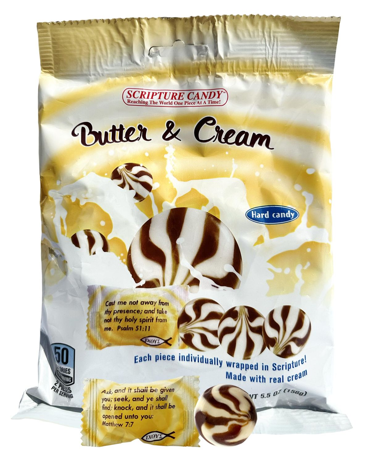 Scripture Candy, Butter Cream Hard Candy 5.5 Ounce Bag, 25 Pieces