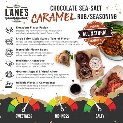 Lane's Chocolate Sea-Salt Caramel Seasoning, All-Natural Sea Salt Caramel Chocolate Seasoning for Cake, Hot Beverages Popcorn Flavoring Seasoning, No MSG, No Preservatives, Gluten-Free, 4.6 Oz