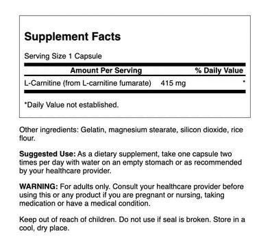 Swanson ULT L-CARNITINE Fumarate 415MG 60CAP