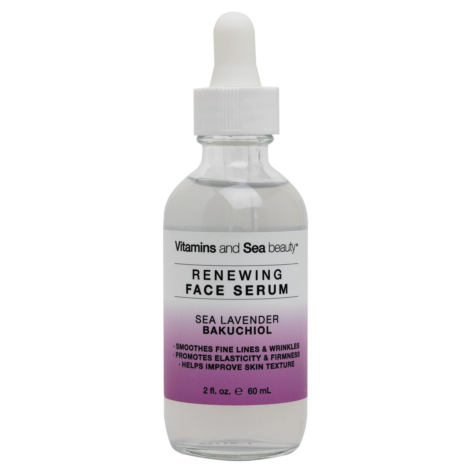 Vitamins and Sea Beauty Sea Lavender and Bakuchiol Serum, Anti-Aging Firming and Smoothing Collagen Boosting Face Serum for Fine Lines and Wrinkles, Sagging Skin, 2 Fl Oz