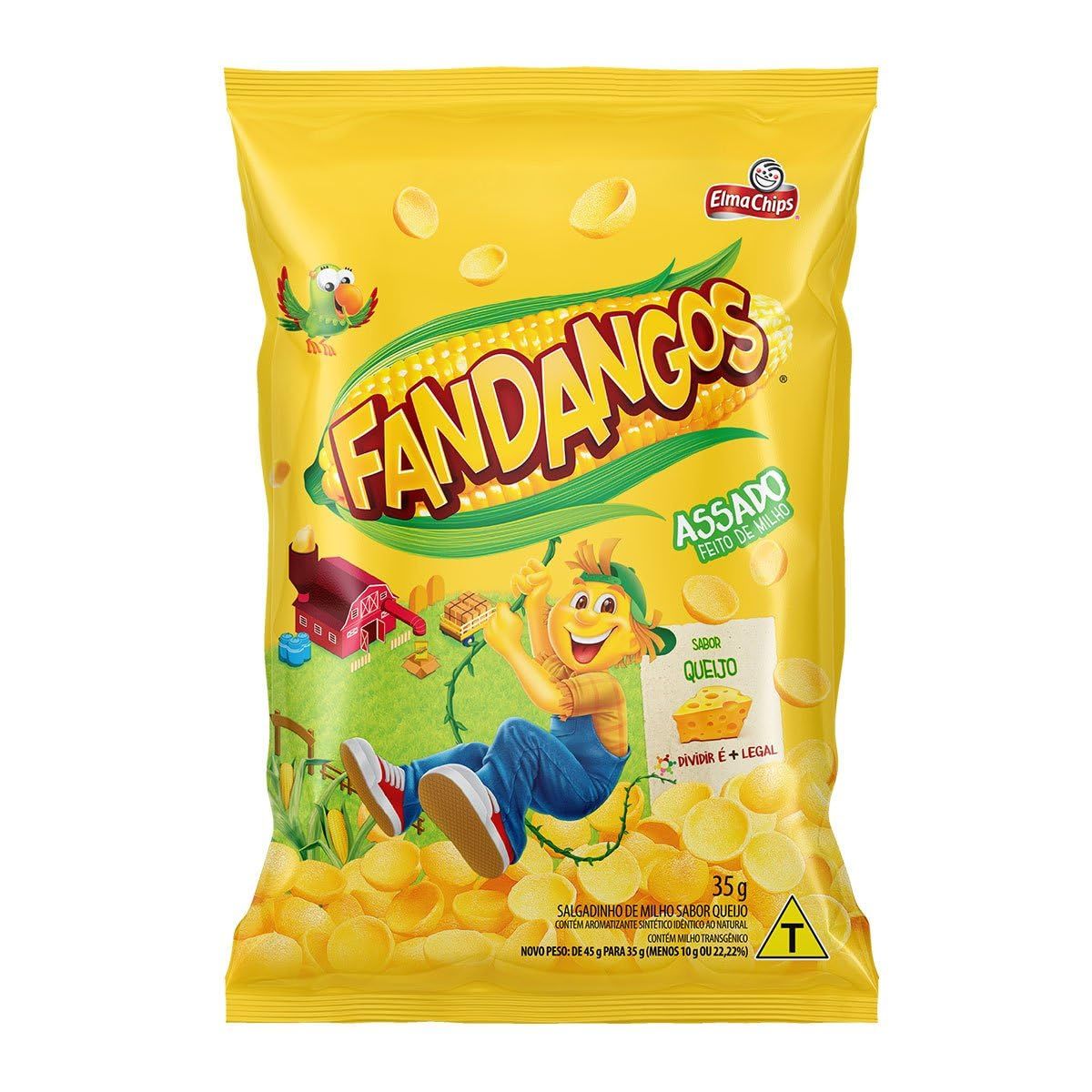 Fandangos Corn Chips, Cheese Flavor, 1.23 oz, Imported from Brazil Salgadinho Fandangos Elma Chips Sabor Queijo 35g