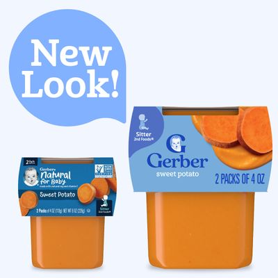 Gerber Stage 2 Baby Food, Sweet Potato Puree Tubs, No Added Salt, No Artificial Colors or Flavors, Baby Puree, 16-Pack
