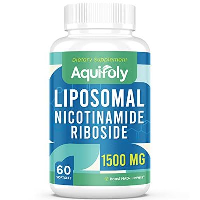 Aquifoly Liposomal Nicotinamide Riboside Supplement 2000 mg with TMG and Pterostilbene for Maximum Absorption, Superior to NAD, Boosting NAD, Cellular Energy, and Age Defense, 60 Softgels