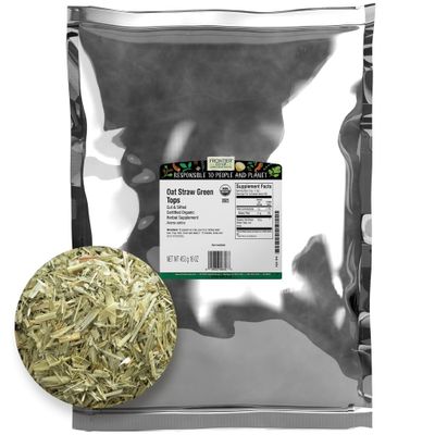 Frontier Co-op Organic Oatstraw Green Tops, Kosher, 1lb Bulk Bag - Cut Sifted Oat Straw Herb, Perfect for Oatstraw Tea, Bath, and Wellness Use