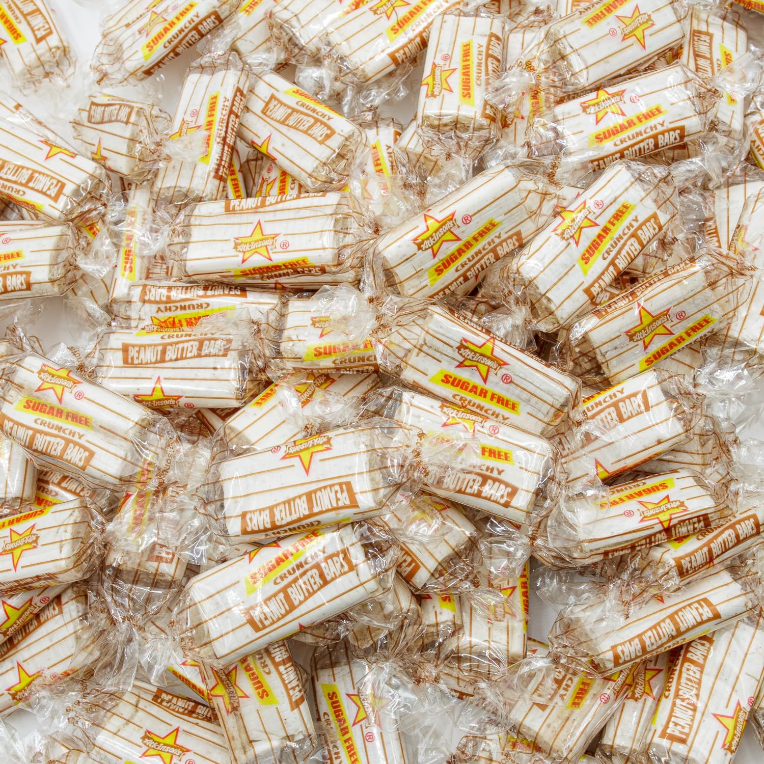 SUGAR FREE PEANUT BUTTER BARS 1 lb - Bulk Candy, Individually Wrapped (69 Pieces), Gluten Free, Vegan Friendly, Atkinson&#39;s Candies