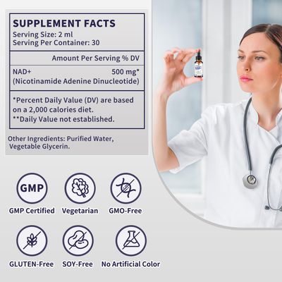 Women's NAD Liquid Supplement, Pure 500mg Liposomal NAD - Cell Regeneration Energy Metabolism Support, Vegan,Sugar Free Additives Free