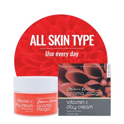 Aroma Magic Vitamin C Day Cream with SPF 15 Anti Aging Daily Face Moisturizer for All Skin Types Hydrates, Softens Protects Skin Lightweight, Non-Greasy 7.05 Oz (200g)
